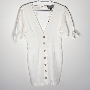 4SI3NNA Alexis linen blend button front mini dress size L